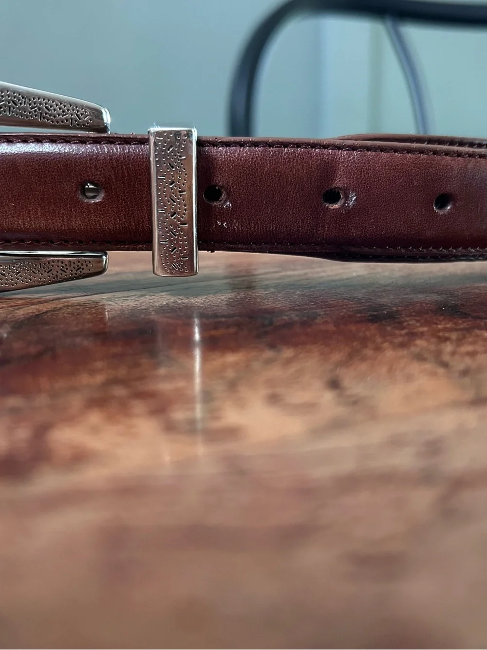 women’s Brown Leather Belt with Decorative Silver Conchos